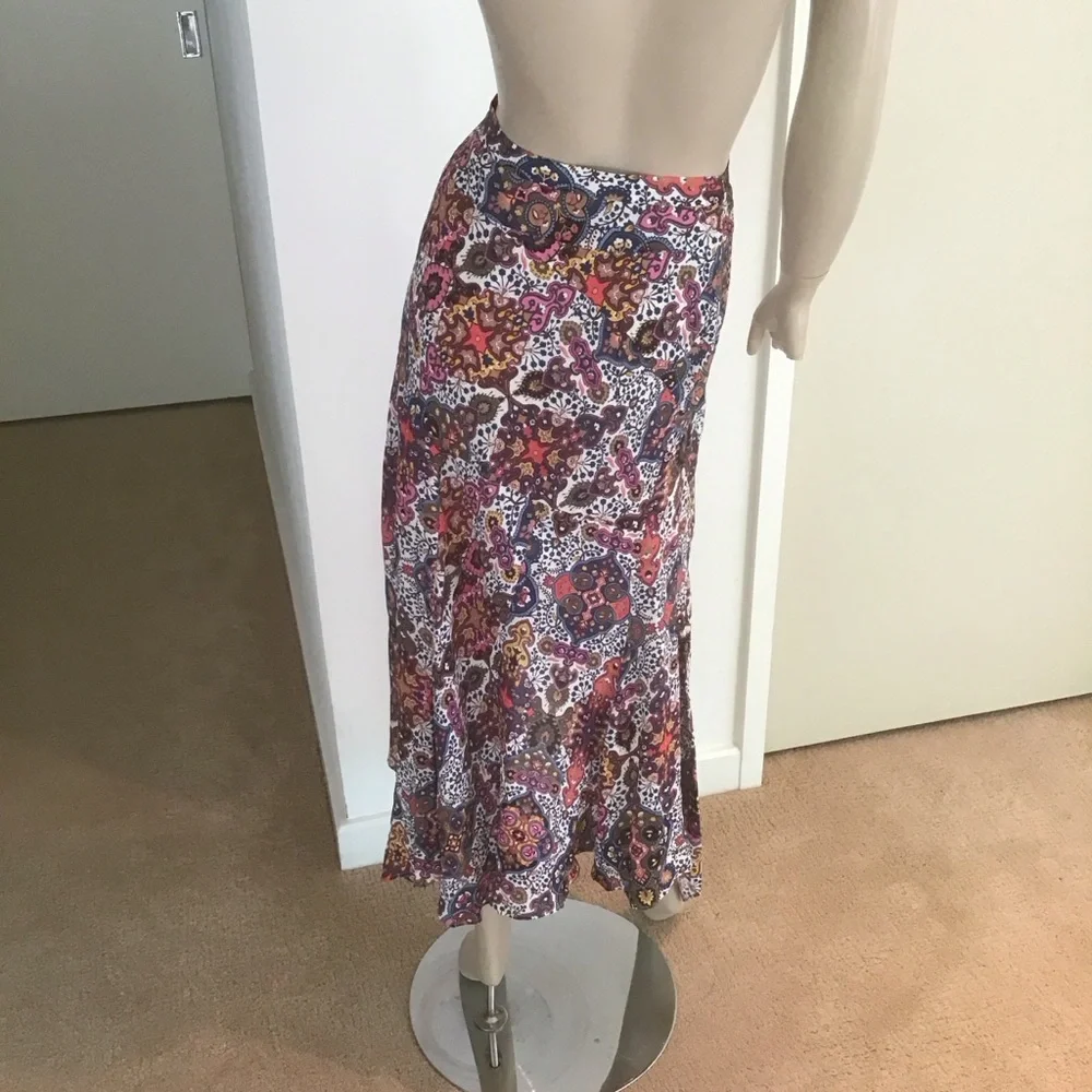 Veronica Beard Crepe Multicolor Mac Tapestry Printed‎ Midi Handkerchief Skirt 6